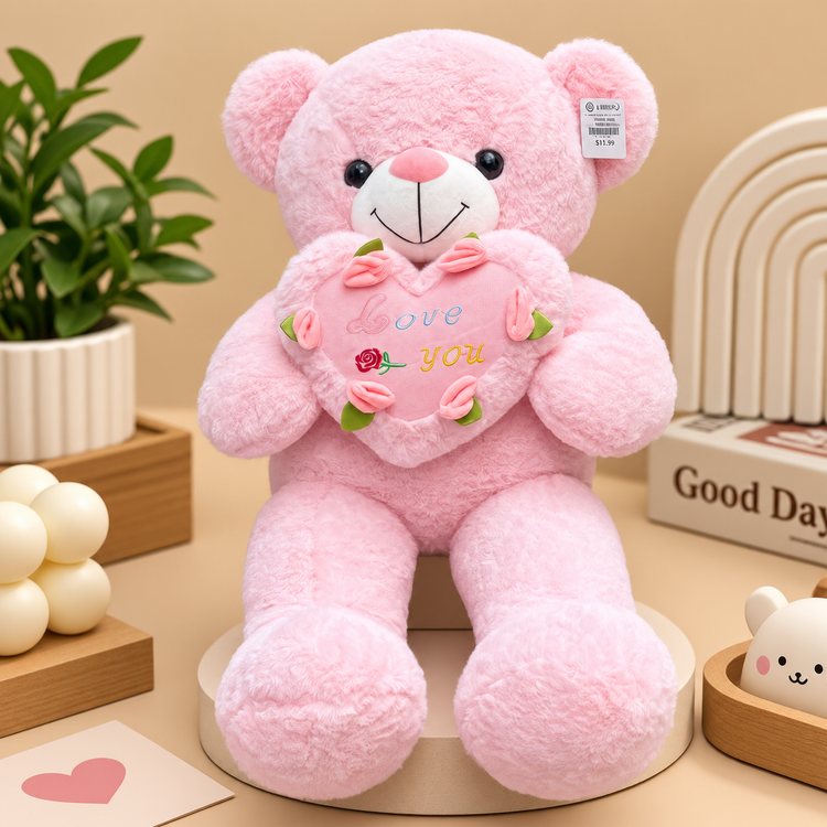 خرس قلب گلی سهرنگ ۷۵ سانتی