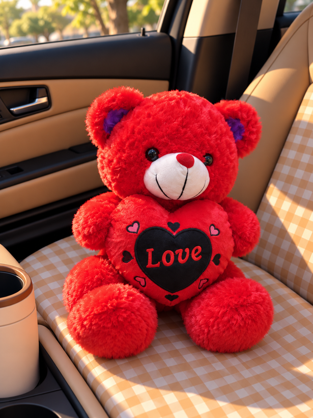 عروسک خرس پولیشی قلب LOVE در دو رنگ قرمز و قهوهای(۳۰سانت)